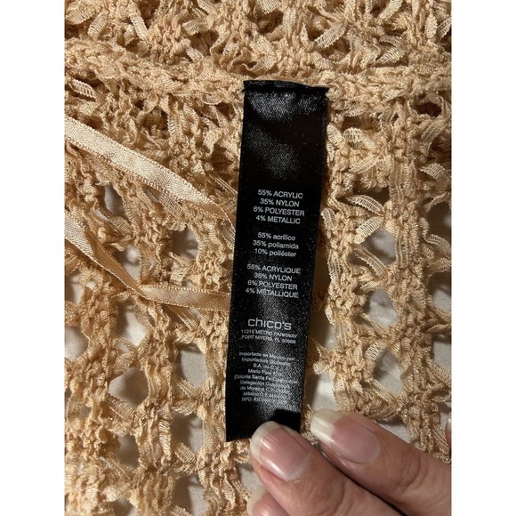 Chicos Women’s Travelers Collection Fringe Cardigan Size Large - Picture 12 of 16